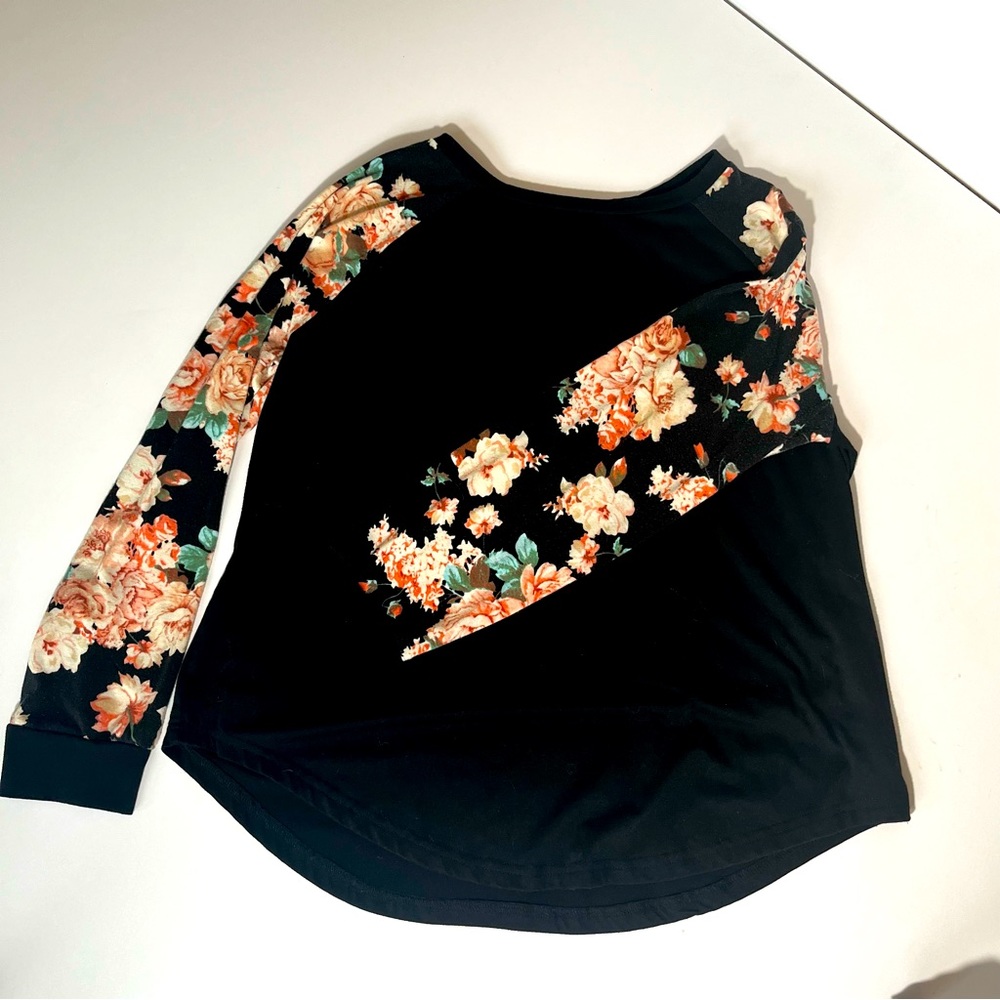 Black and floral long sleeve shirt